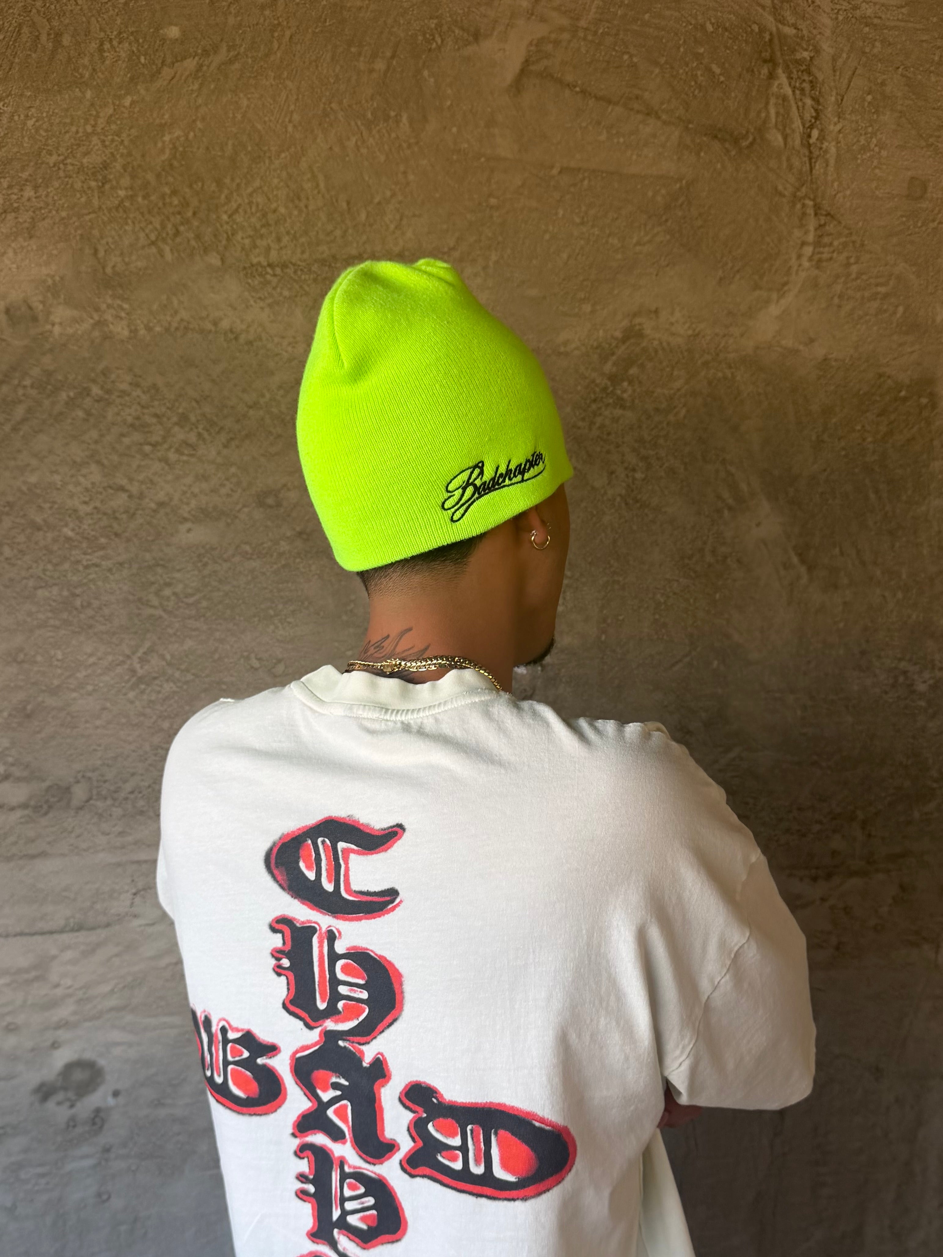 BC SCRIPT BEANIE (NEON GREEN)
