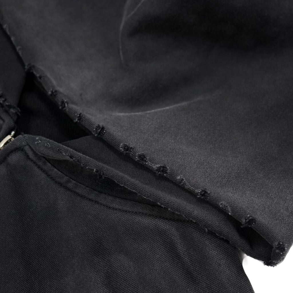 DISTRESSED ZIP UP