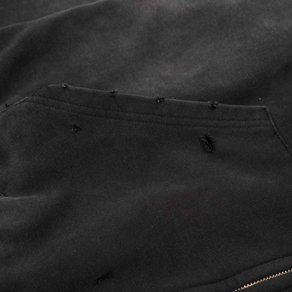 DISTRESSED ZIP UP