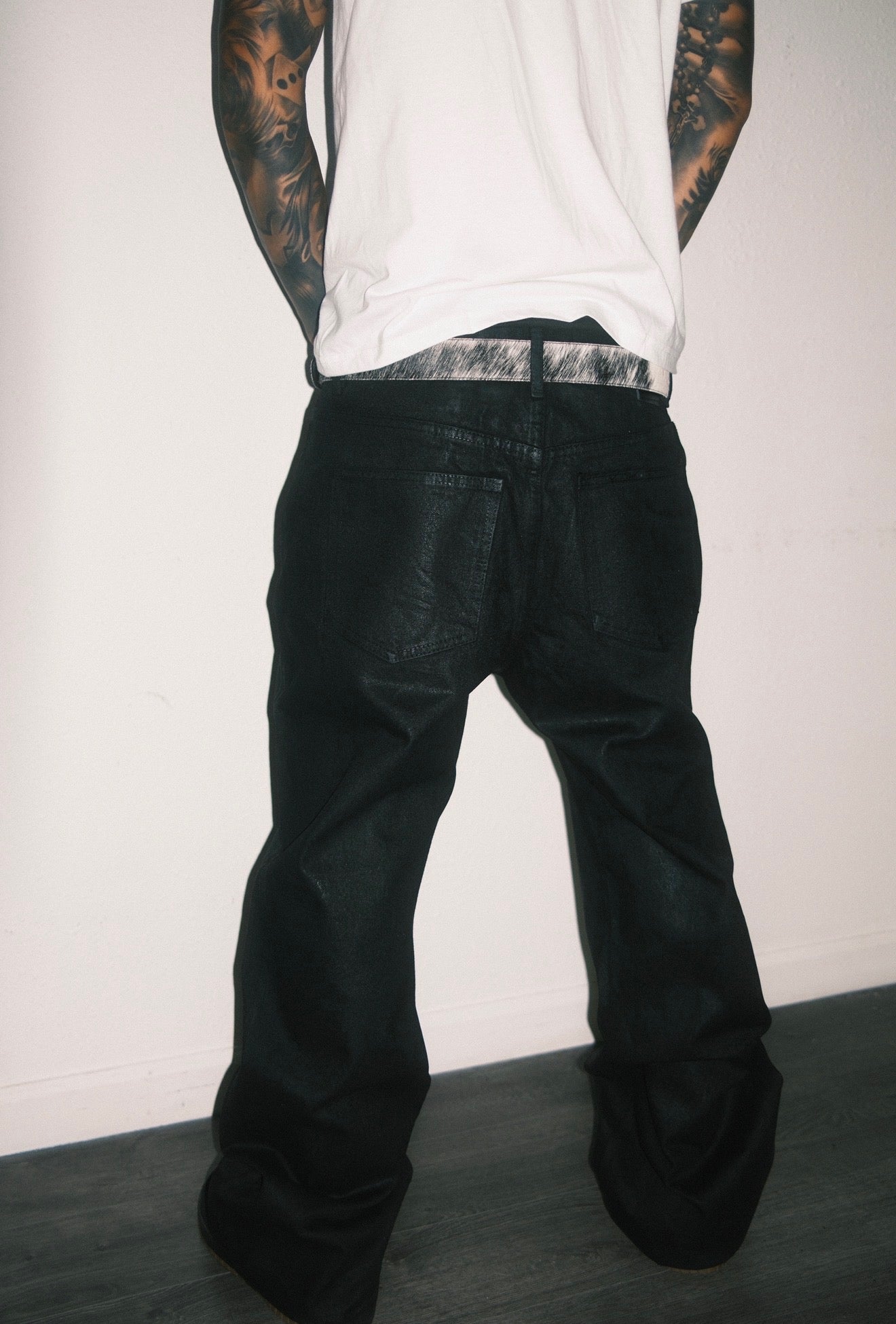 Black & White Cowhide Belt